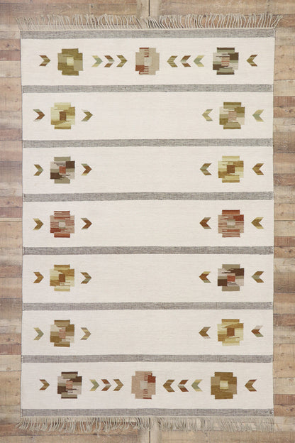 7 x 10 Vintage Neutral Swedish Rollakan Rug 78112