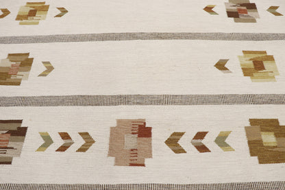 7 x 10 Vintage Neutral Swedish Rollakan Rug 78112