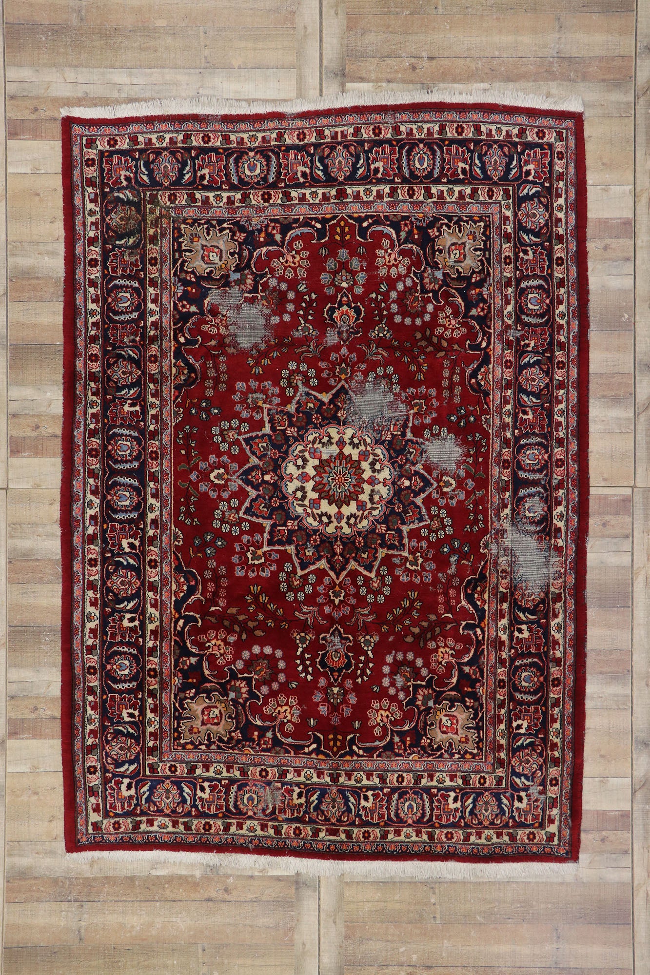 7 x 10 Vintage Persian Mashhad Rug 78117