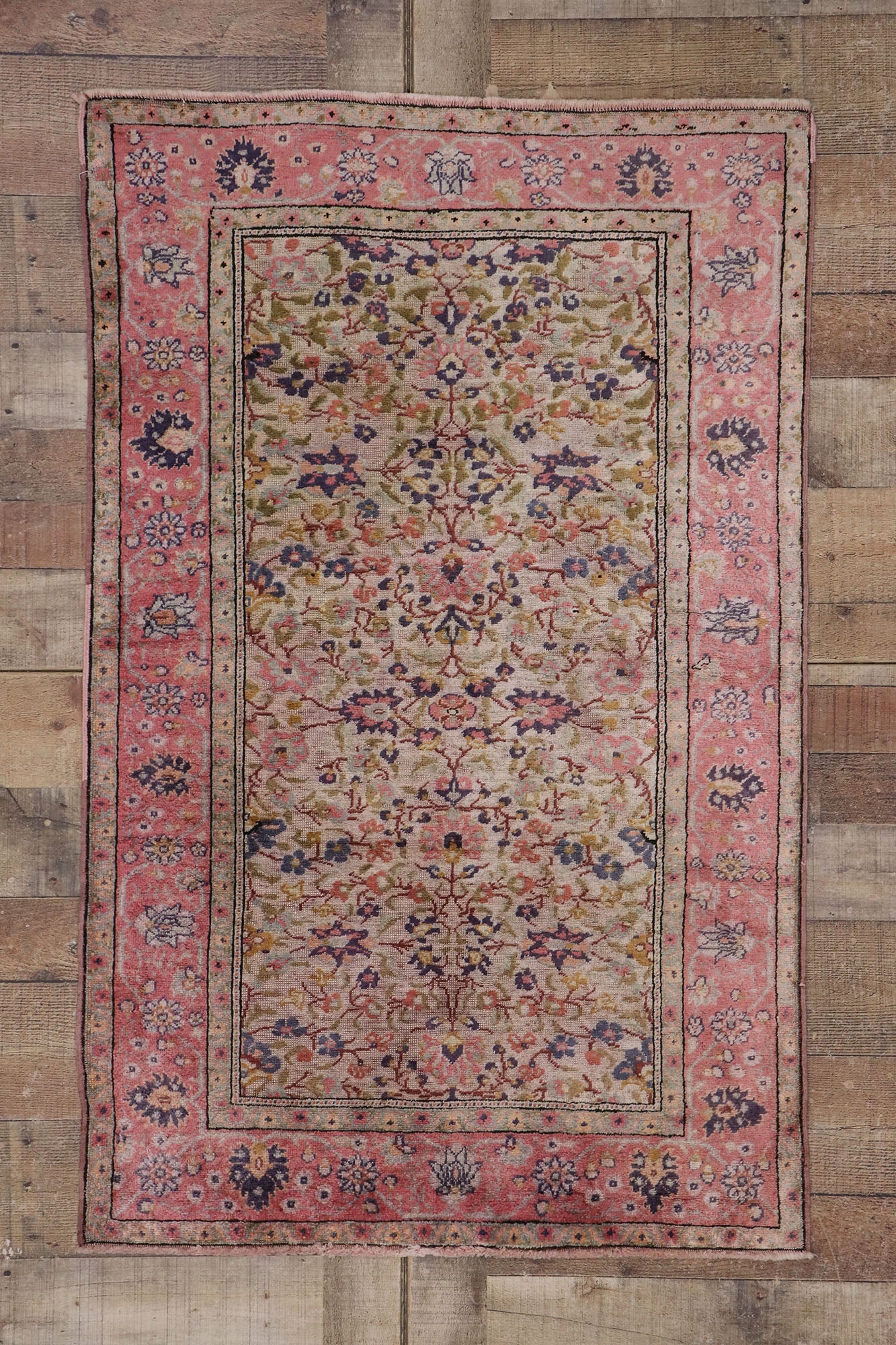 3 x 4 Vintage Persian Souf Kashan Rug 78120