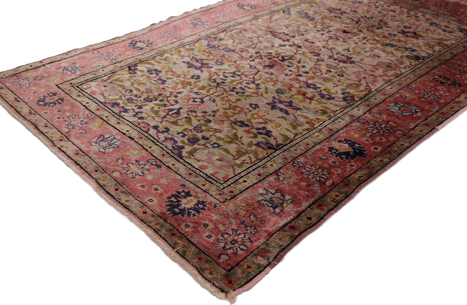 3 x 4 Vintage Persian Souf Kashan Rug 78120
