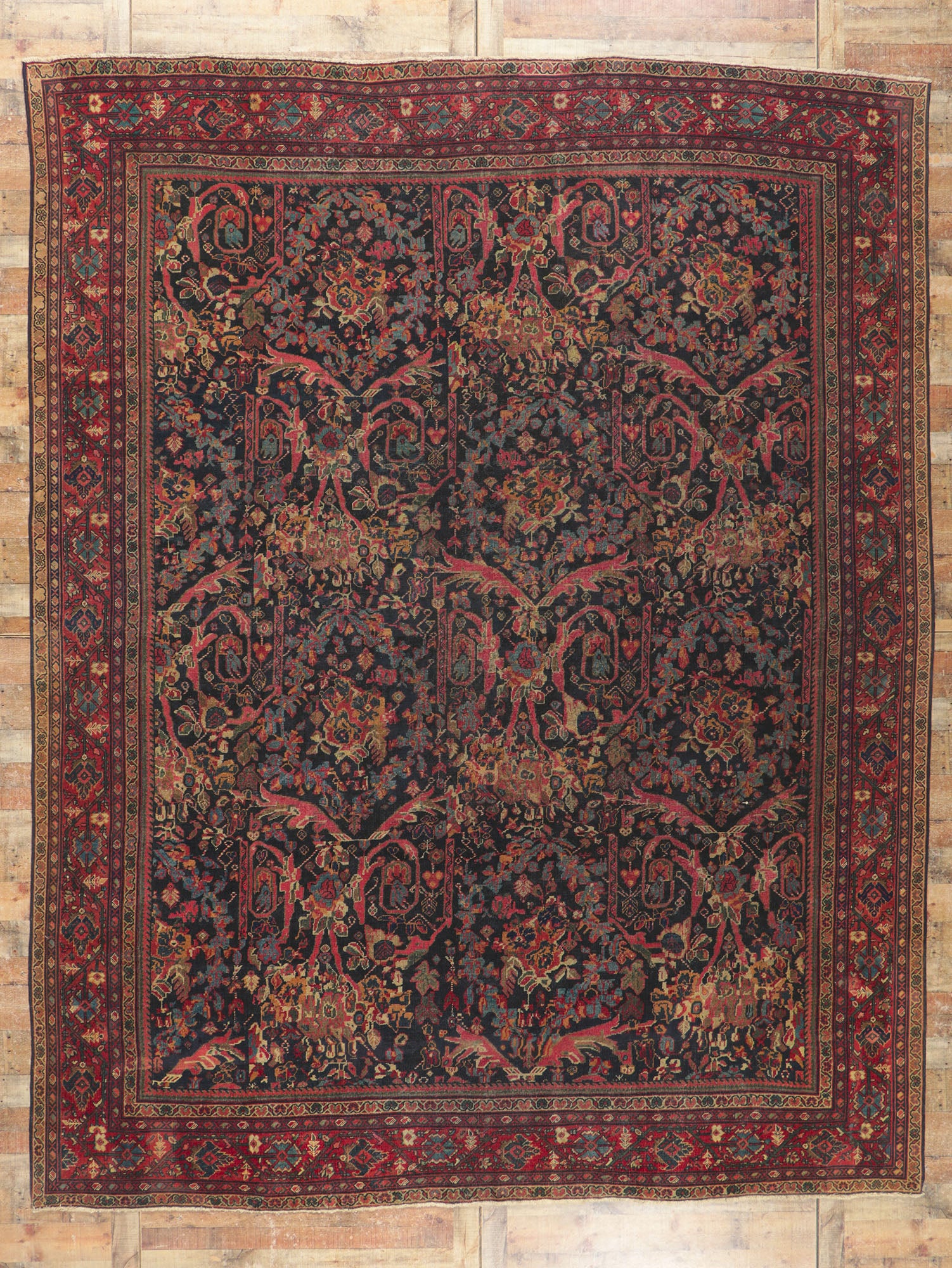 11 x 13 Antique Persian Mahal Rug 78156