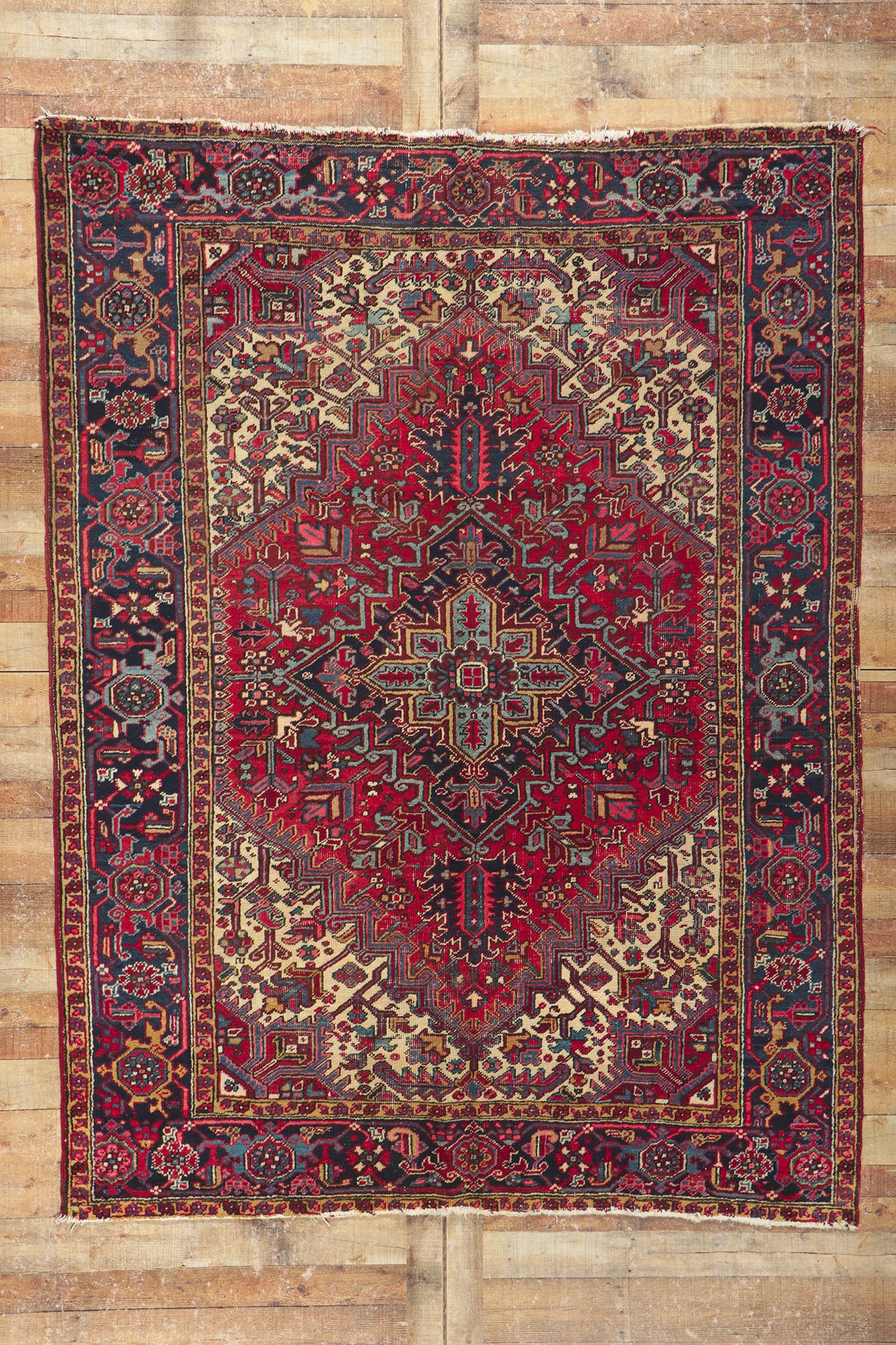 7 x 9 Vintage Persian Heriz Rug 78180