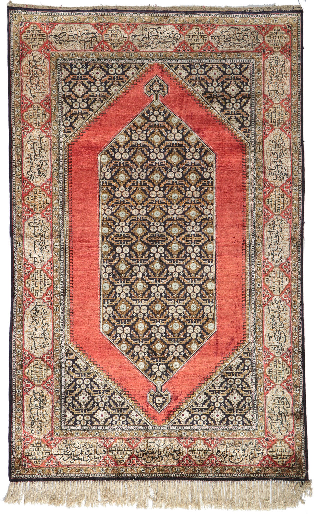 5 x 7 Vintage Persian Silk Qum Rug 78187