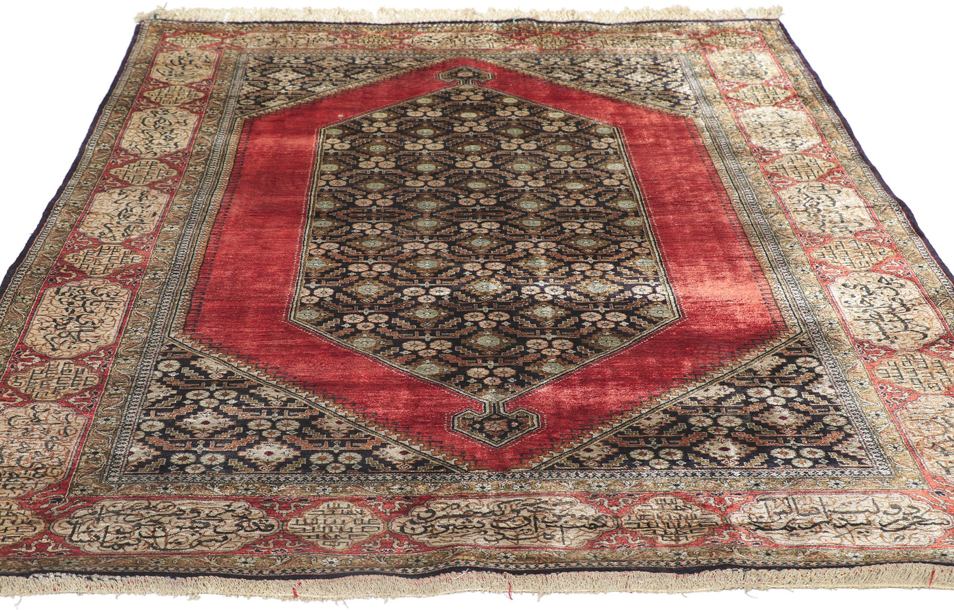 5 x 7 Vintage Persian Silk Qum Rug 78187