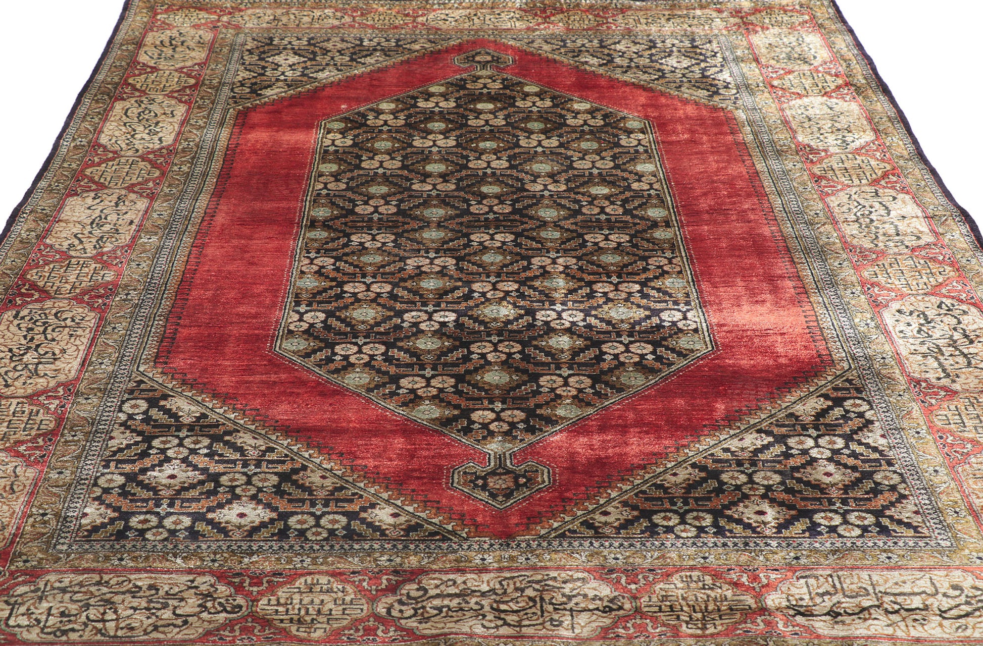 5 x 7 Vintage Persian Silk Qum Rug 78187