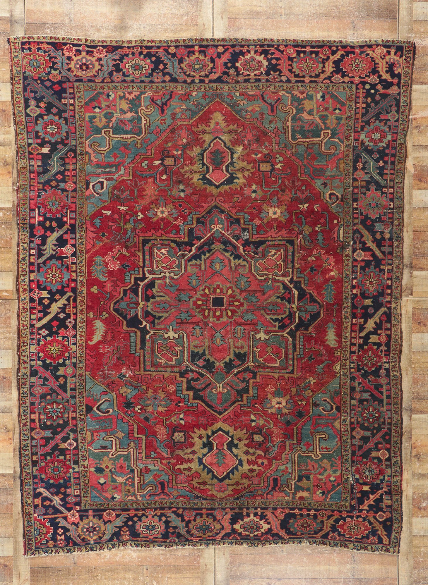 8 x 11 Antique Persian Heriz Rug 78191