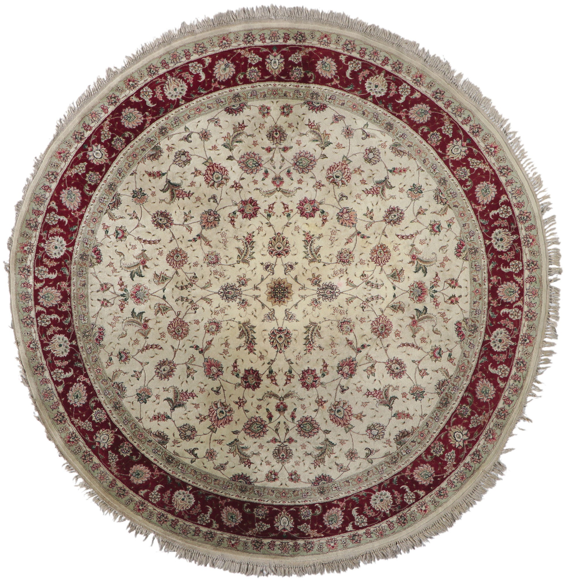 8 x 8 Vintage Pakistani Tabriz Round Rug 78206