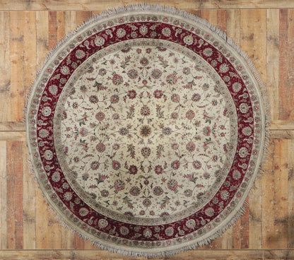 8 x 8 Vintage Pakistani Tabriz Round Rug 78206