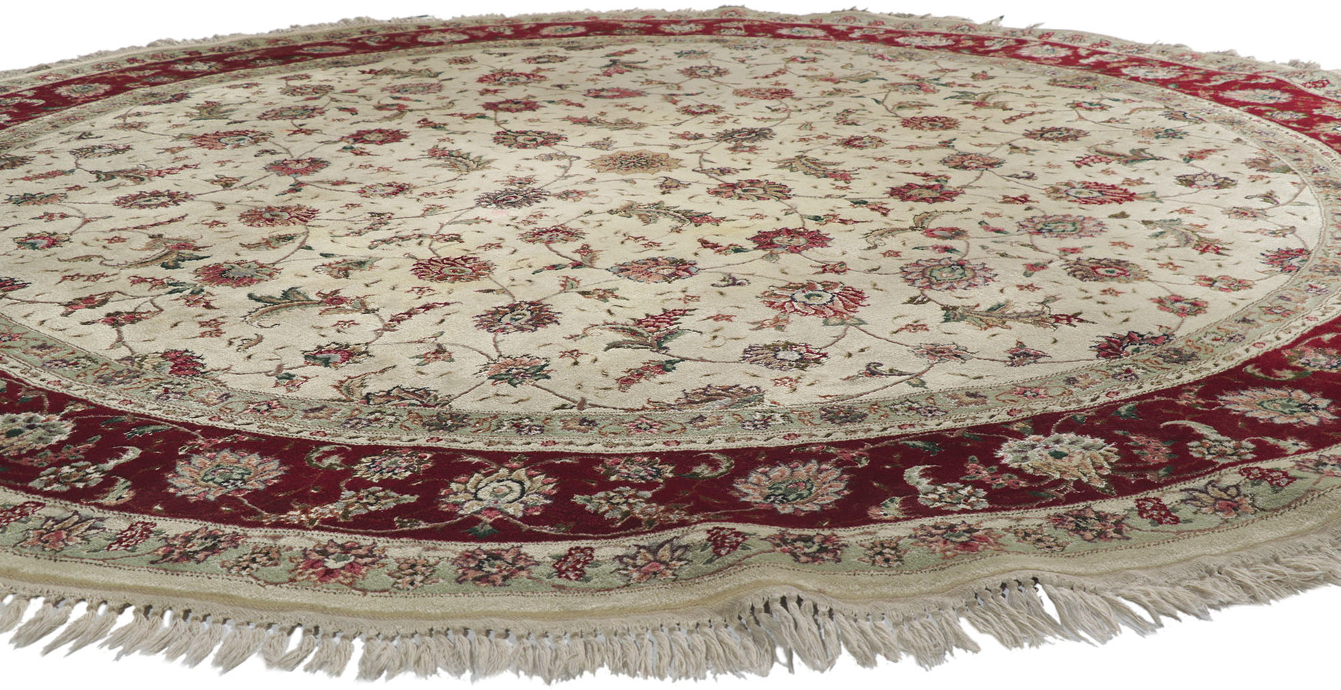 8 x 8 Vintage Pakistani Tabriz Round Rug 78206