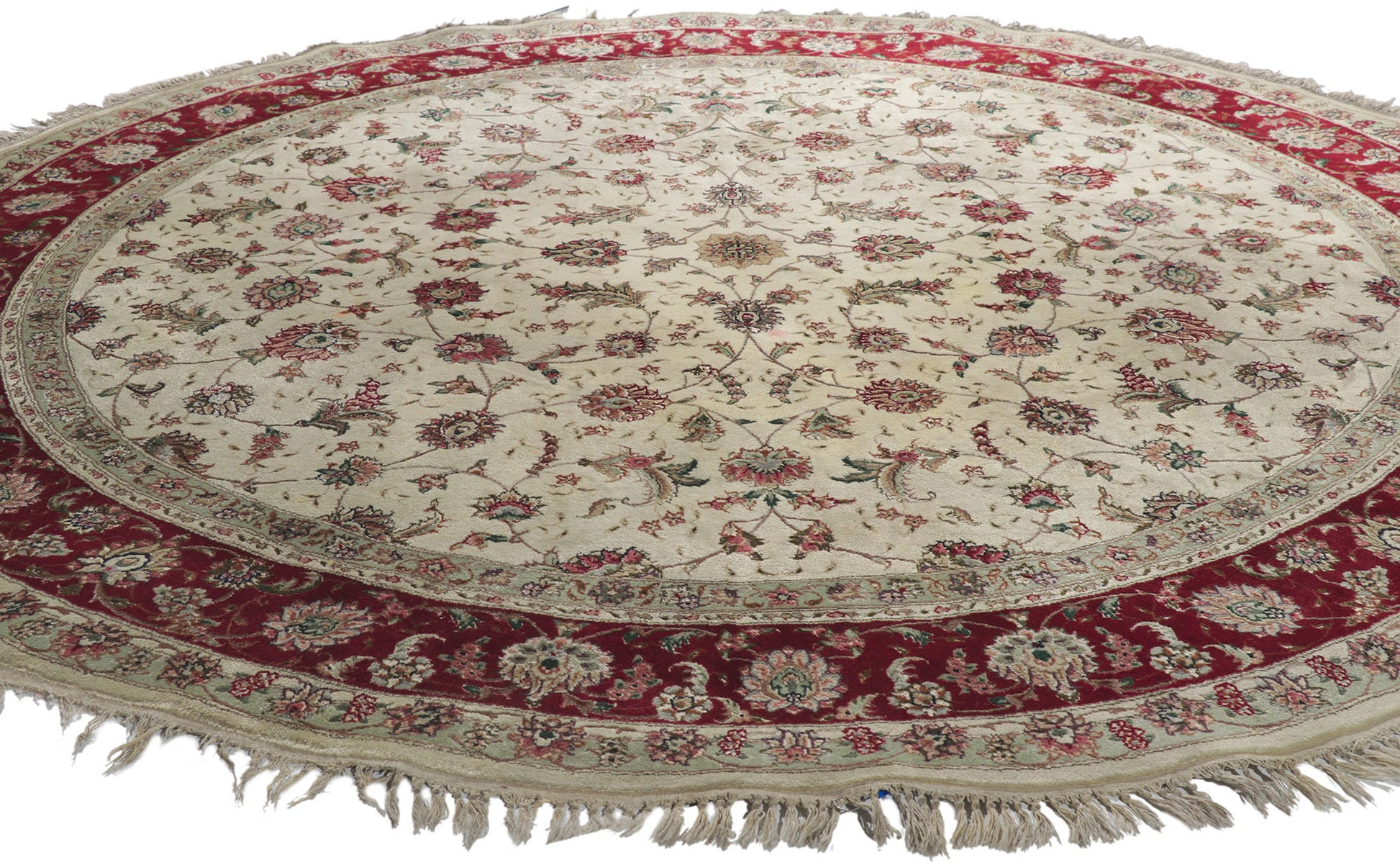 8 x 8 Vintage Pakistani Tabriz Round Rug 78206