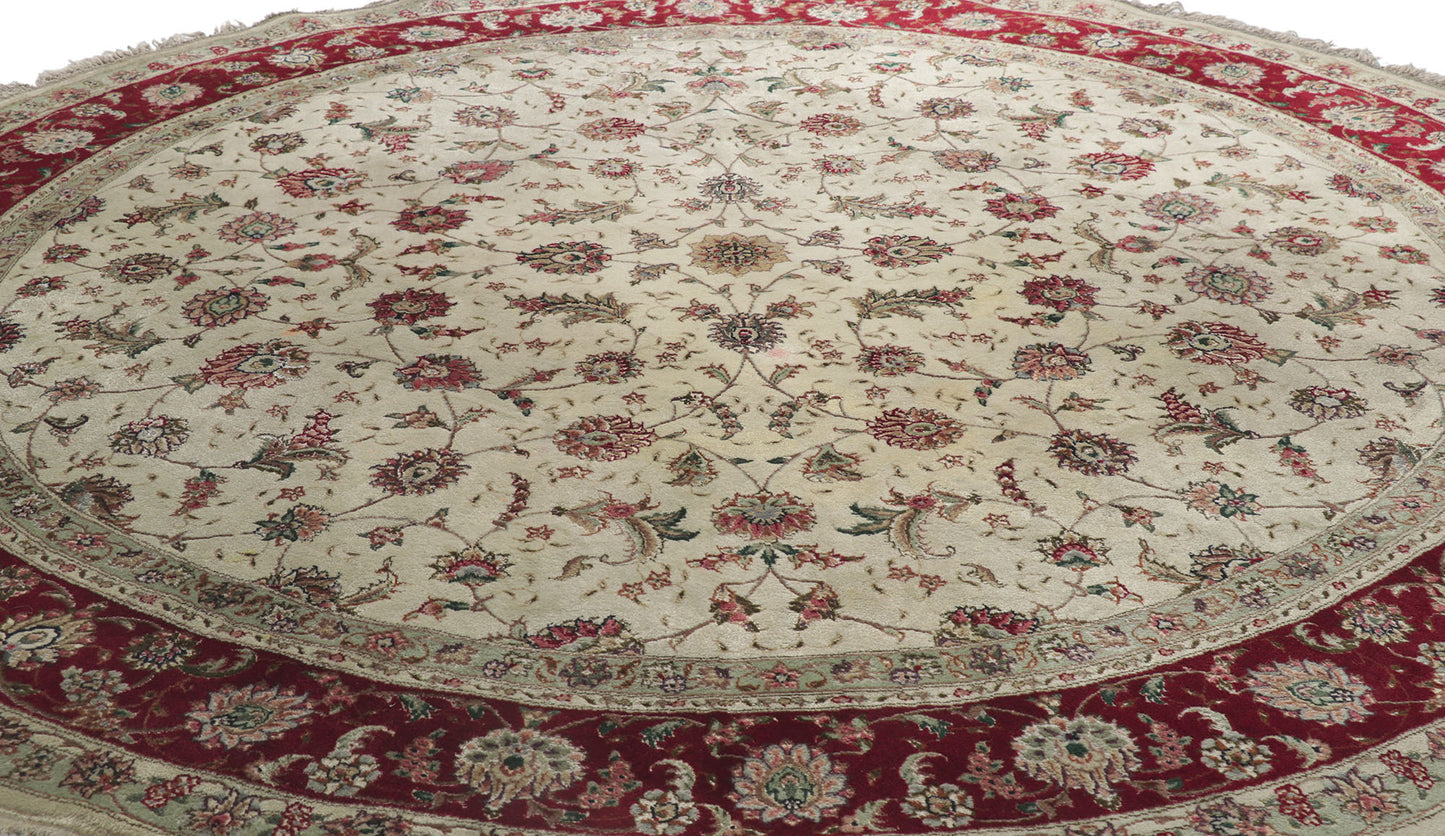 8 x 8 Vintage Pakistani Tabriz Round Rug 78206
