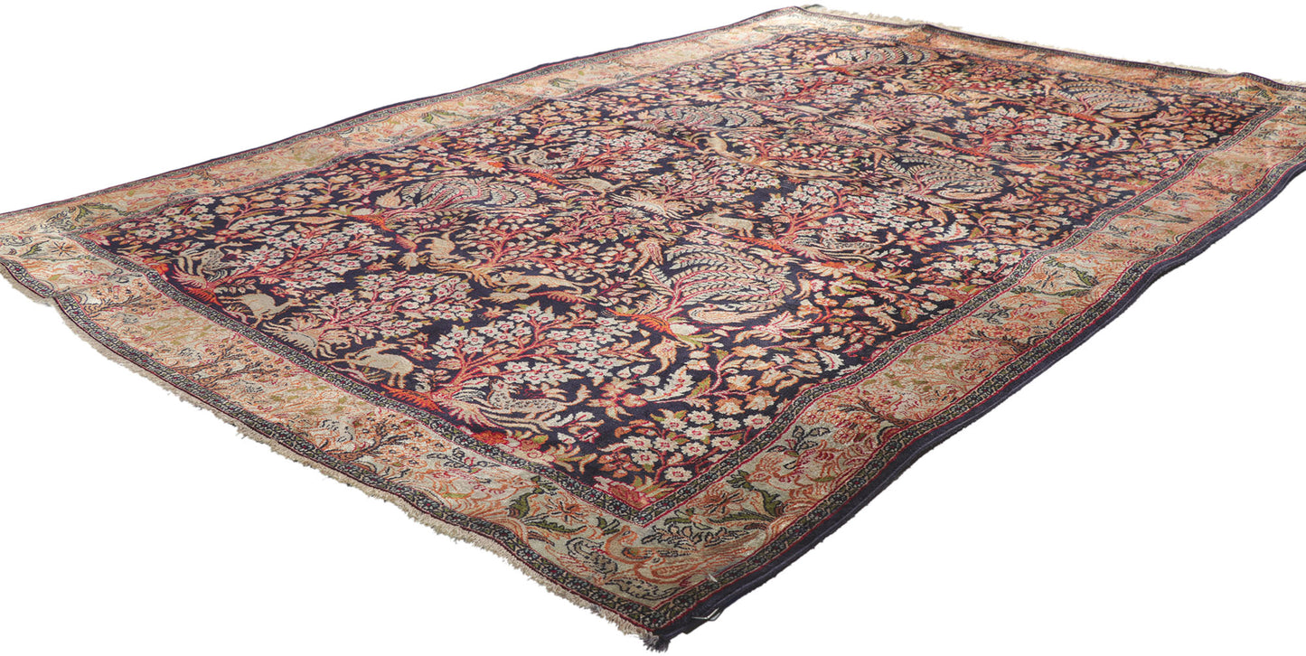 4 x 6 Vintage Persian Silk Qum Rug 78239