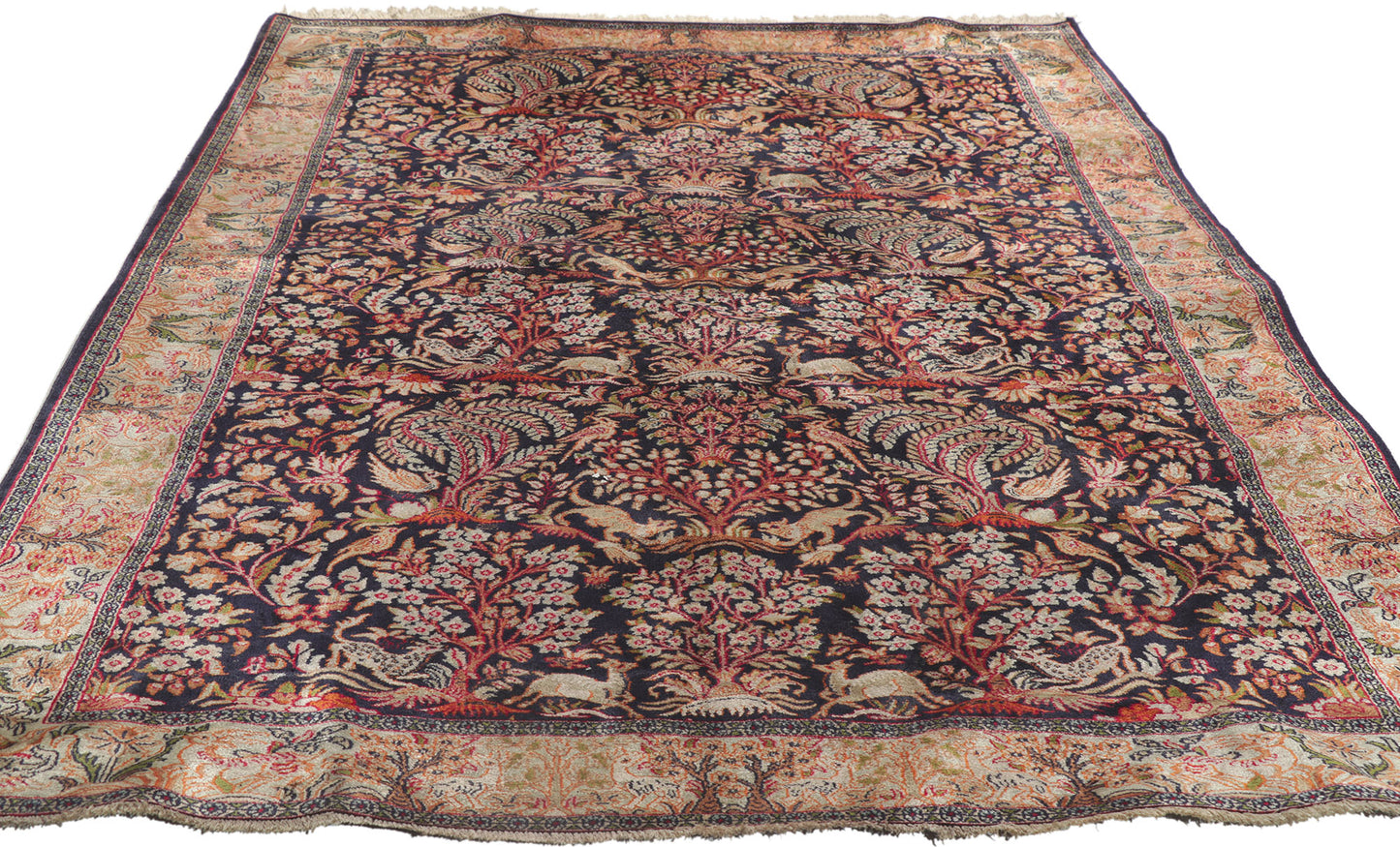 4 x 6 Vintage Persian Silk Qum Rug 78239