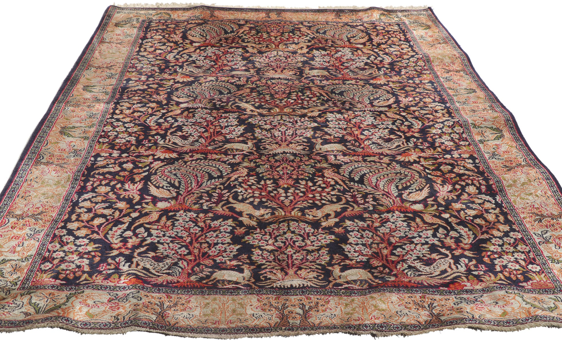 4 x 6 Vintage Persian Silk Qum Rug 78239