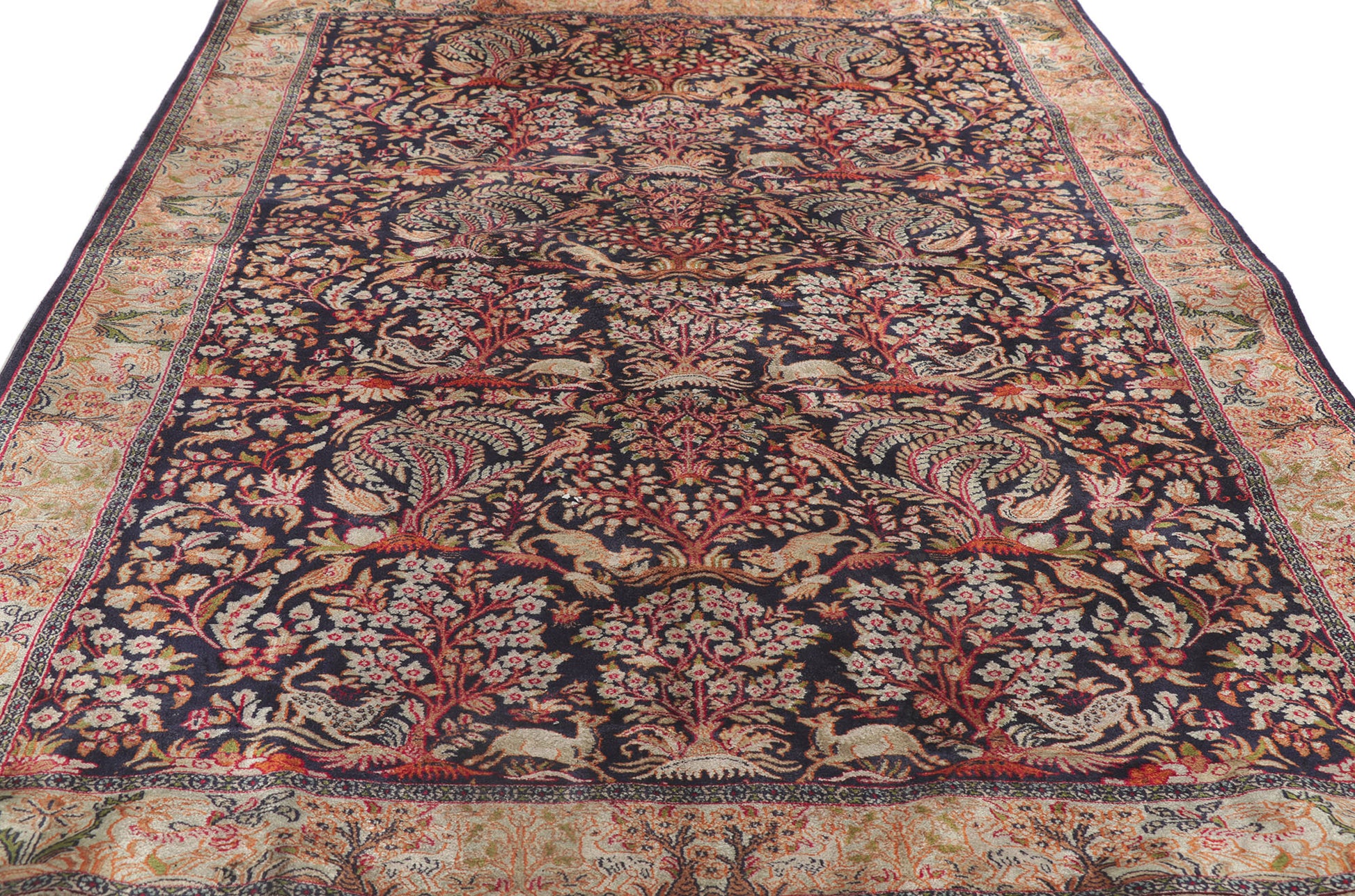 4 x 6 Vintage Persian Silk Qum Rug 78239