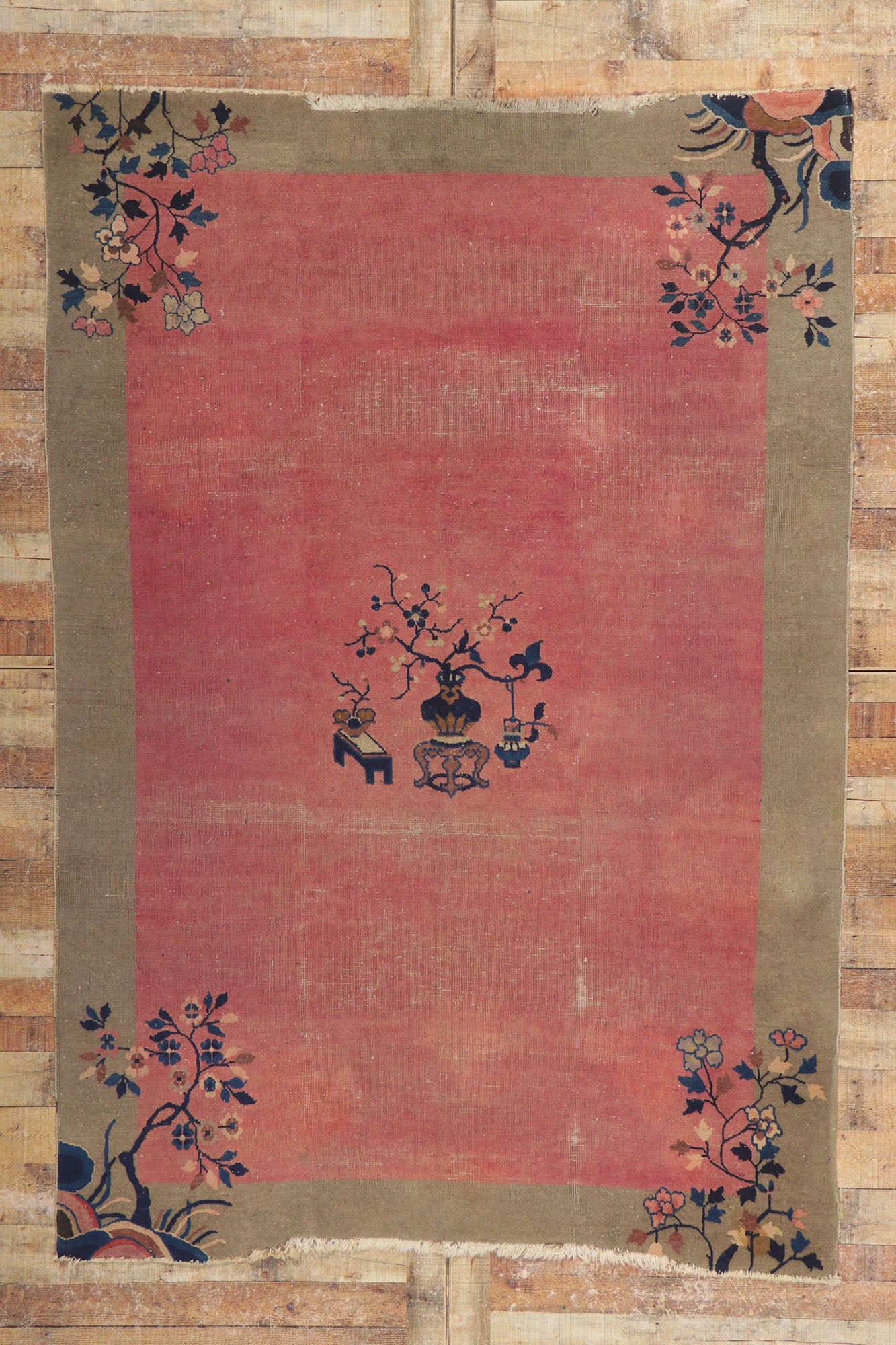 6 x 8 Distressed Antique Chinese Art Deco Rug 78245