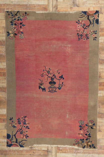 6 x 8 Distressed Antique Chinese Art Deco Rug 78245