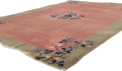 6 x 8 Distressed Antique Chinese Art Deco Rug 78245
