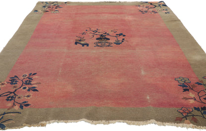 6 x 8 Distressed Antique Chinese Art Deco Rug 78245