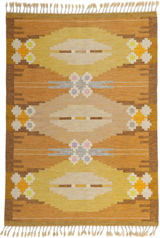 6 x 8 Ingegerd Silow Vintage Swedish Rollakan Rug 78247