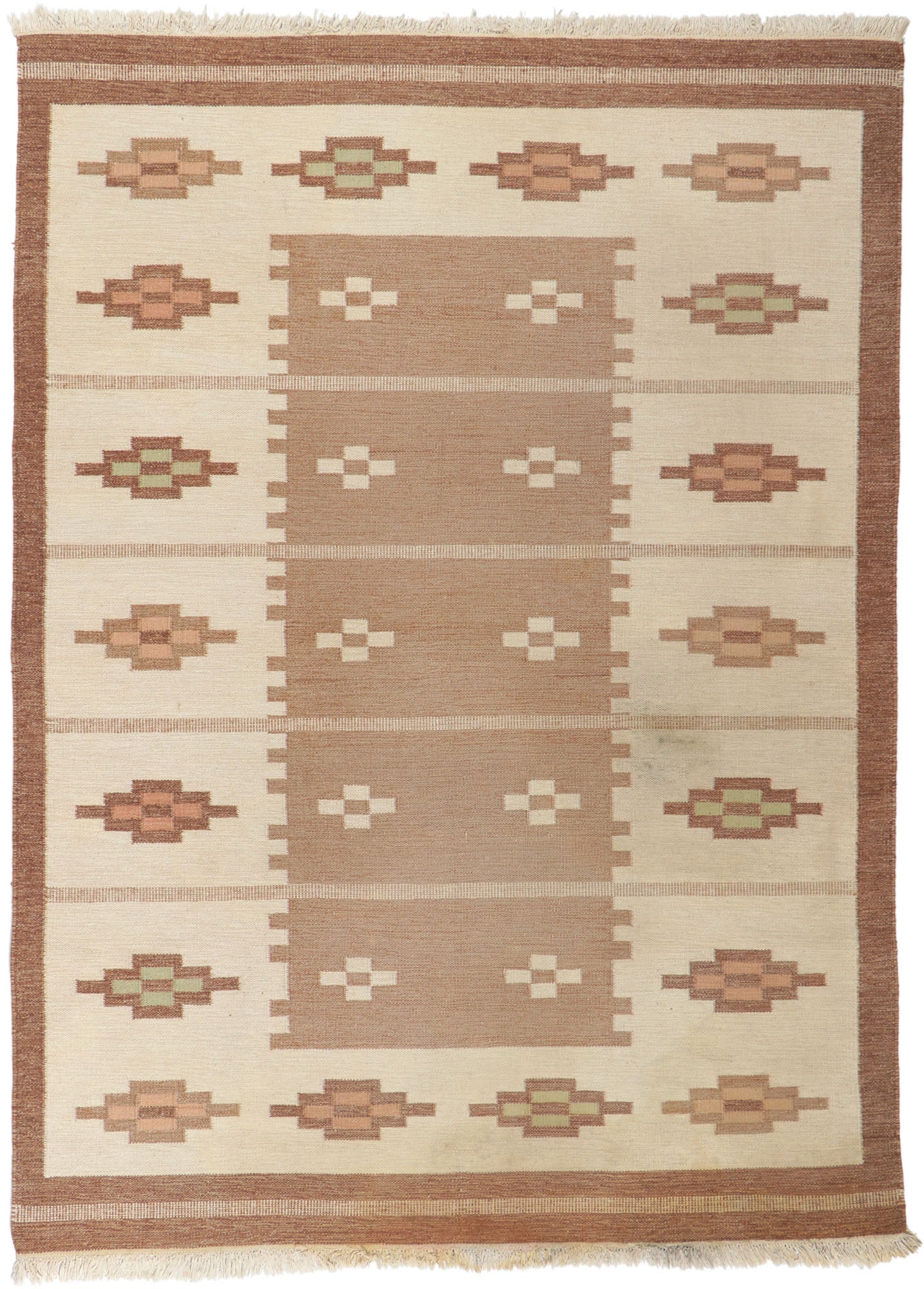 7 x 9 Erik Lundberg Vintage Swedish Rollakan Rug 78253