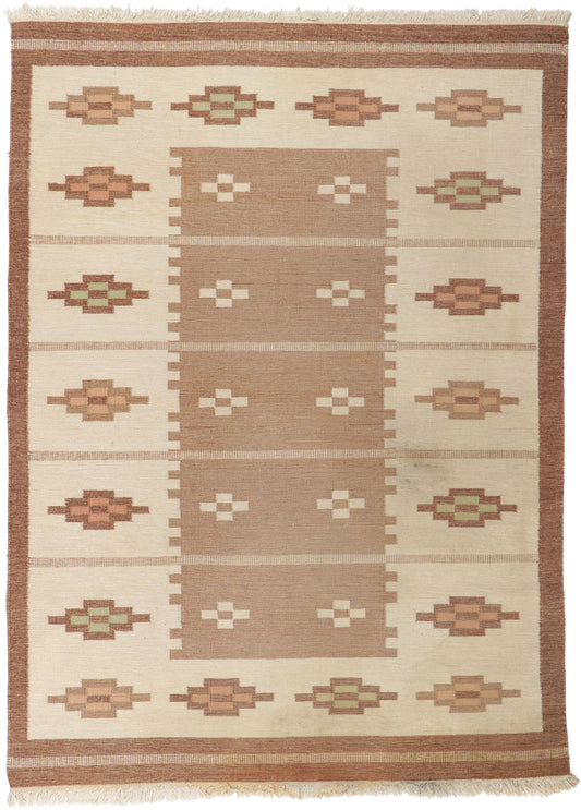 7 x 9 Erik Lundberg Vintage Swedish Rollakan Rug 78253