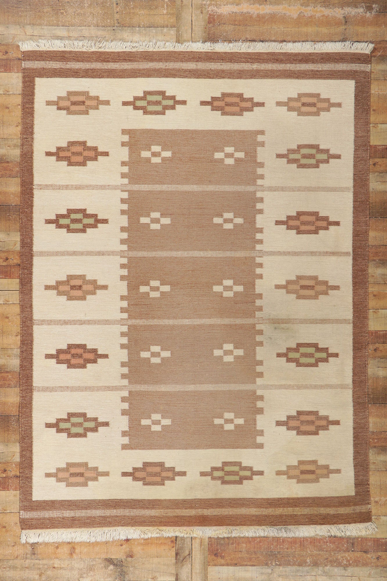 7 x 9 Erik Lundberg Vintage Swedish Rollakan Rug 78253