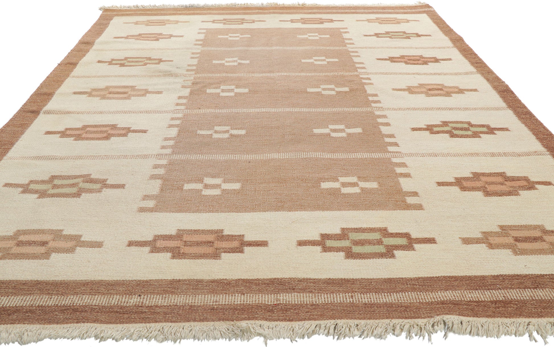 7 x 9 Erik Lundberg Vintage Swedish Rollakan Rug 78253
