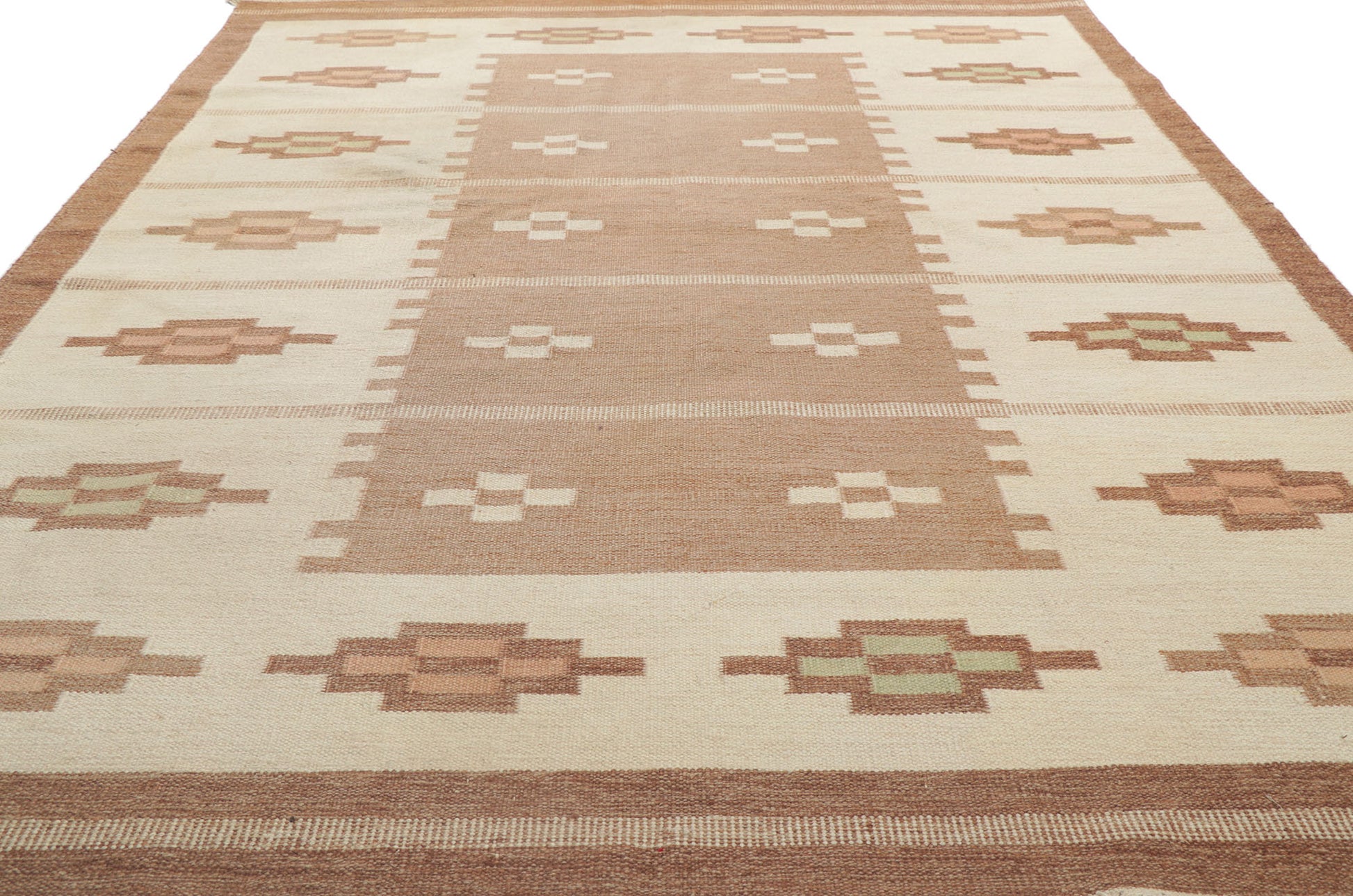 7 x 9 Erik Lundberg Vintage Swedish Rollakan Rug 78253