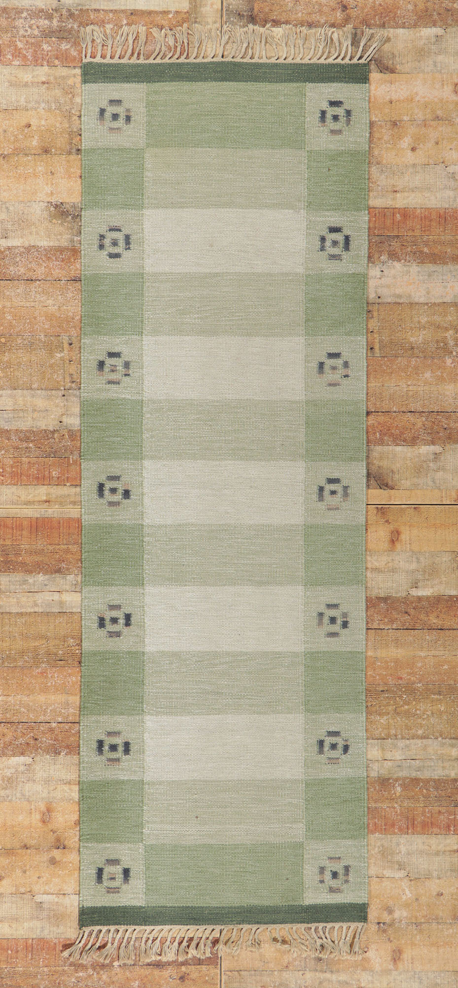 3 x 8 Vintage Swedish Kilim Rollakan Runner 78260