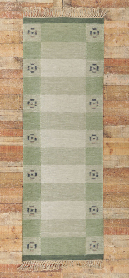 3 x 8 Vintage Swedish Kilim Rollakan Runner 78260