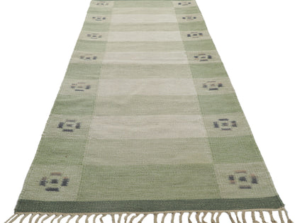 3 x 8 Vintage Swedish Kilim Rollakan Runner 78260