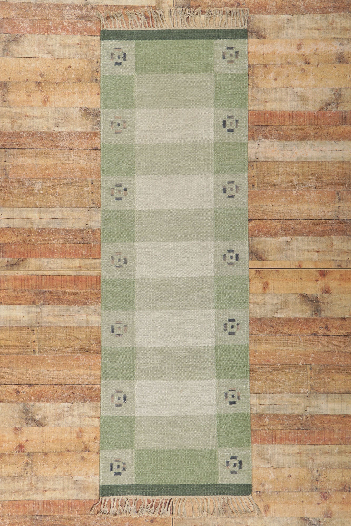 3 x 9 Vintage Swedish Kilim Rollakan Runner 78261