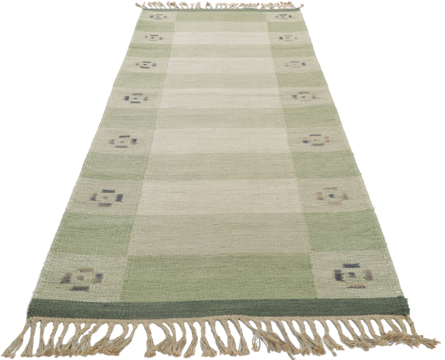 3 x 9 Vintage Swedish Kilim Rollakan Runner 78261