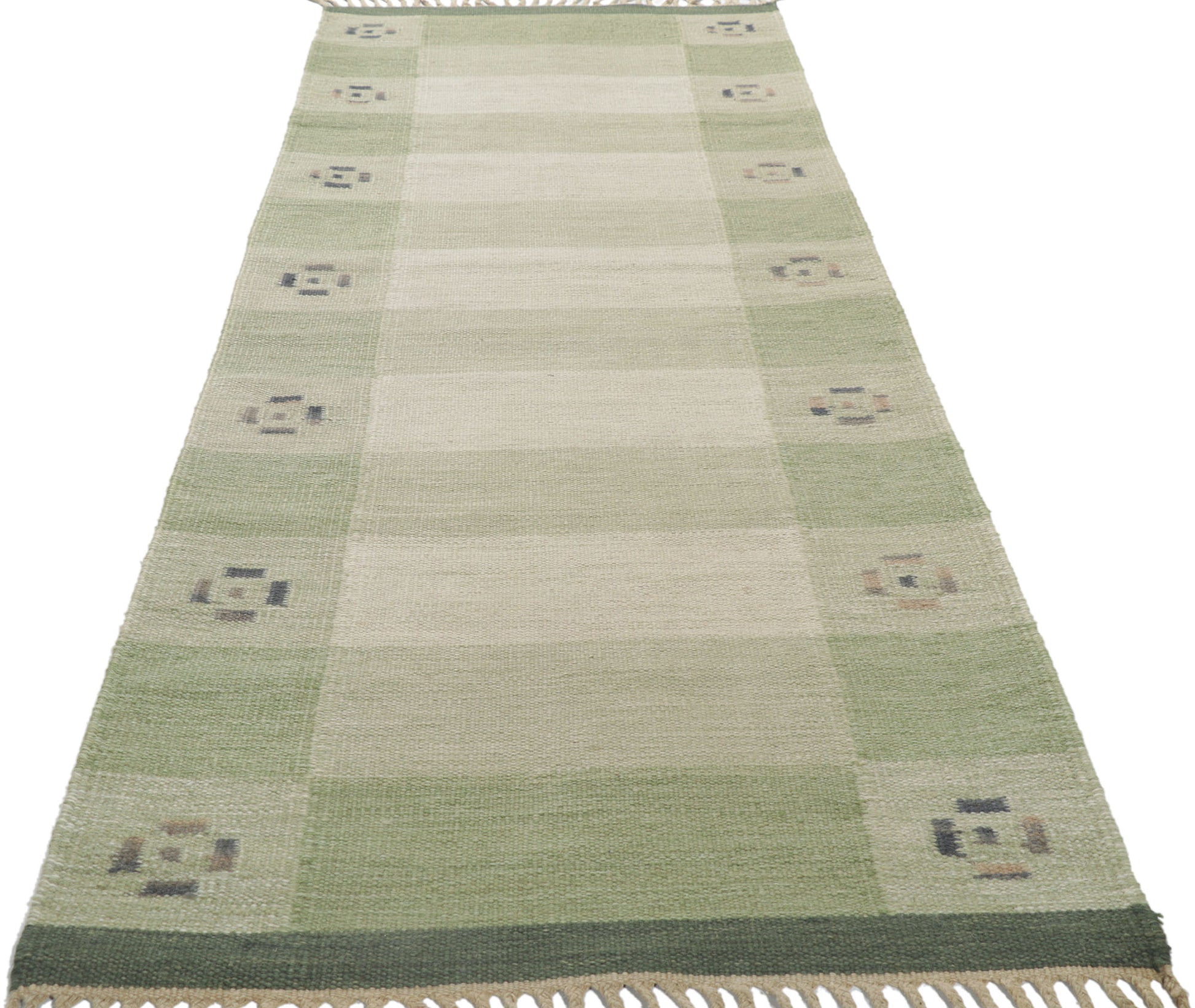 3 x 9 Vintage Swedish Kilim Rollakan Runner 78261