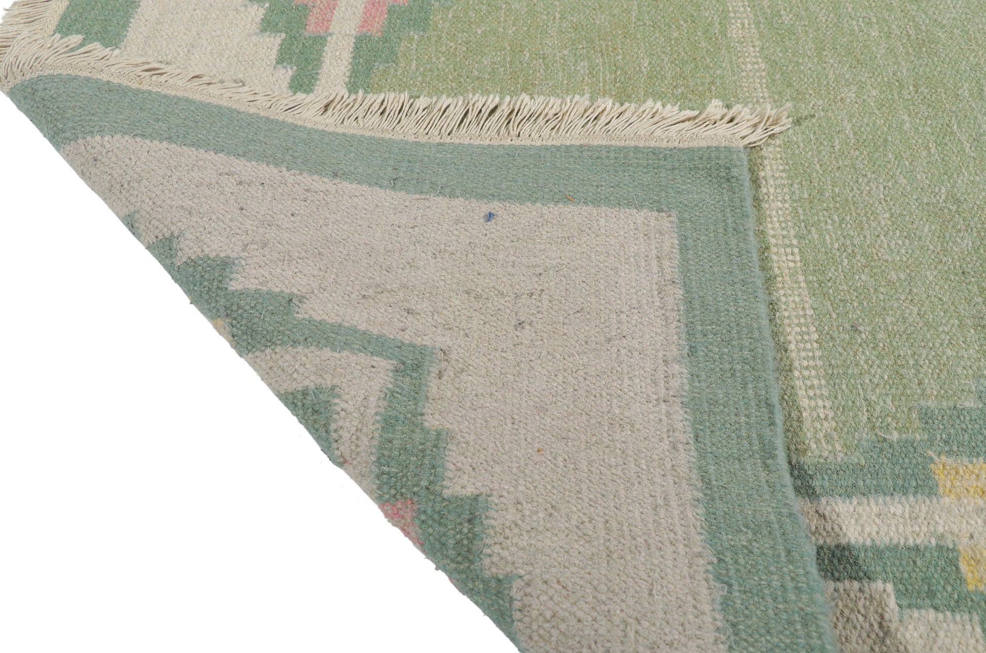 6 x 8 Vintage Light Green Swedish Rollakan Rug 78263