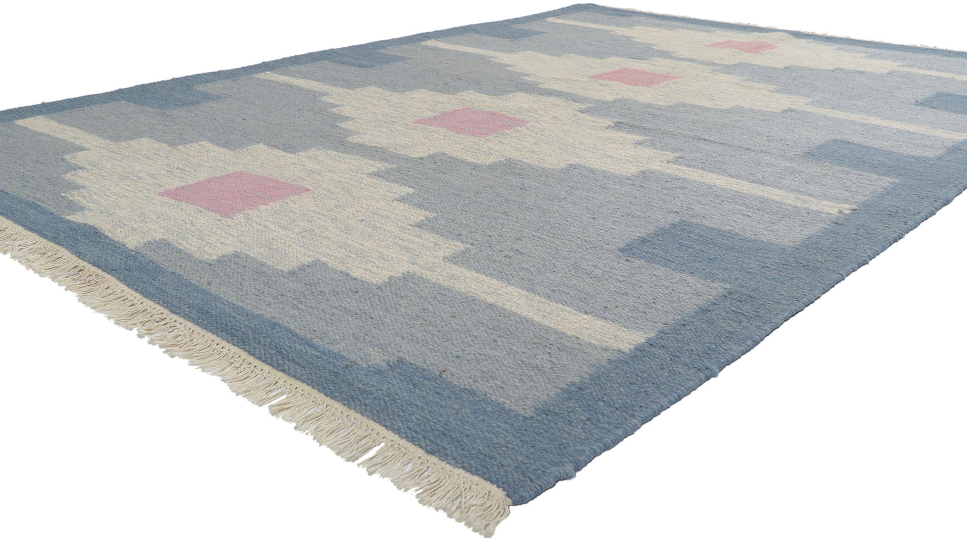 6 x 9 Vintage Blue Swedish Rollakan Rug 78264