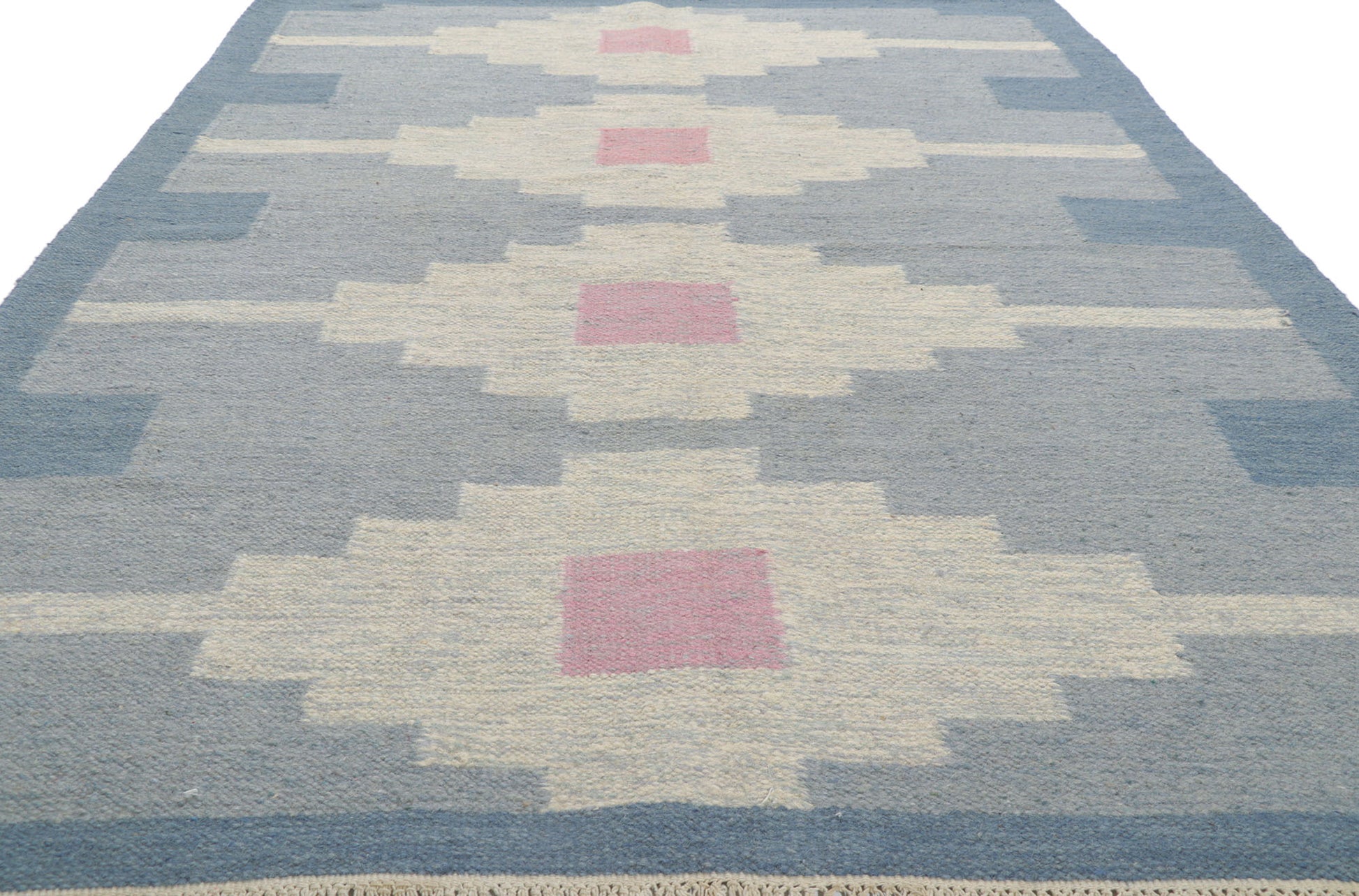 6 x 9 Vintage Blue Swedish Rollakan Rug 78264