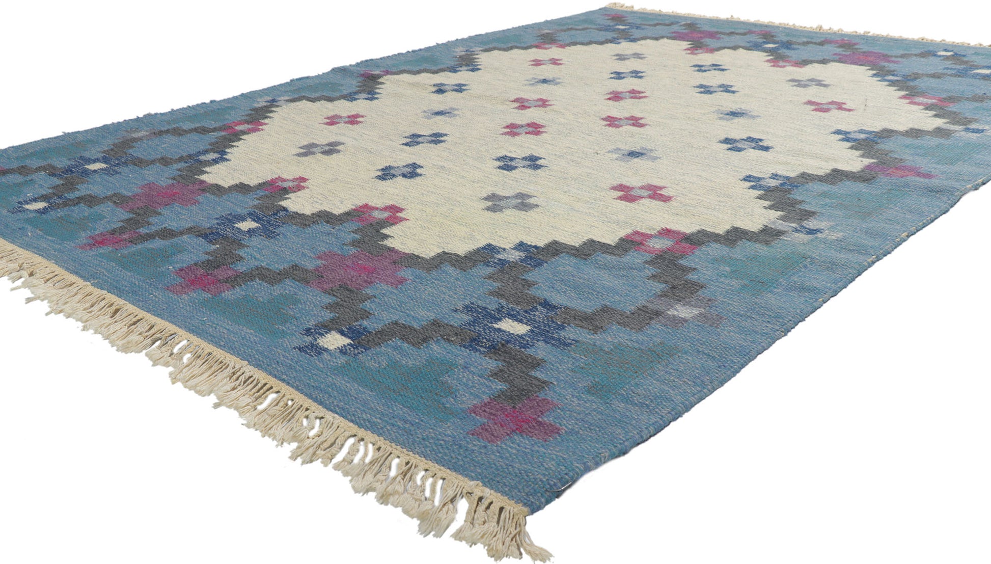 6 x 8 Anne Marie Boberg Vintage Swedish Rollakan Rug 78265