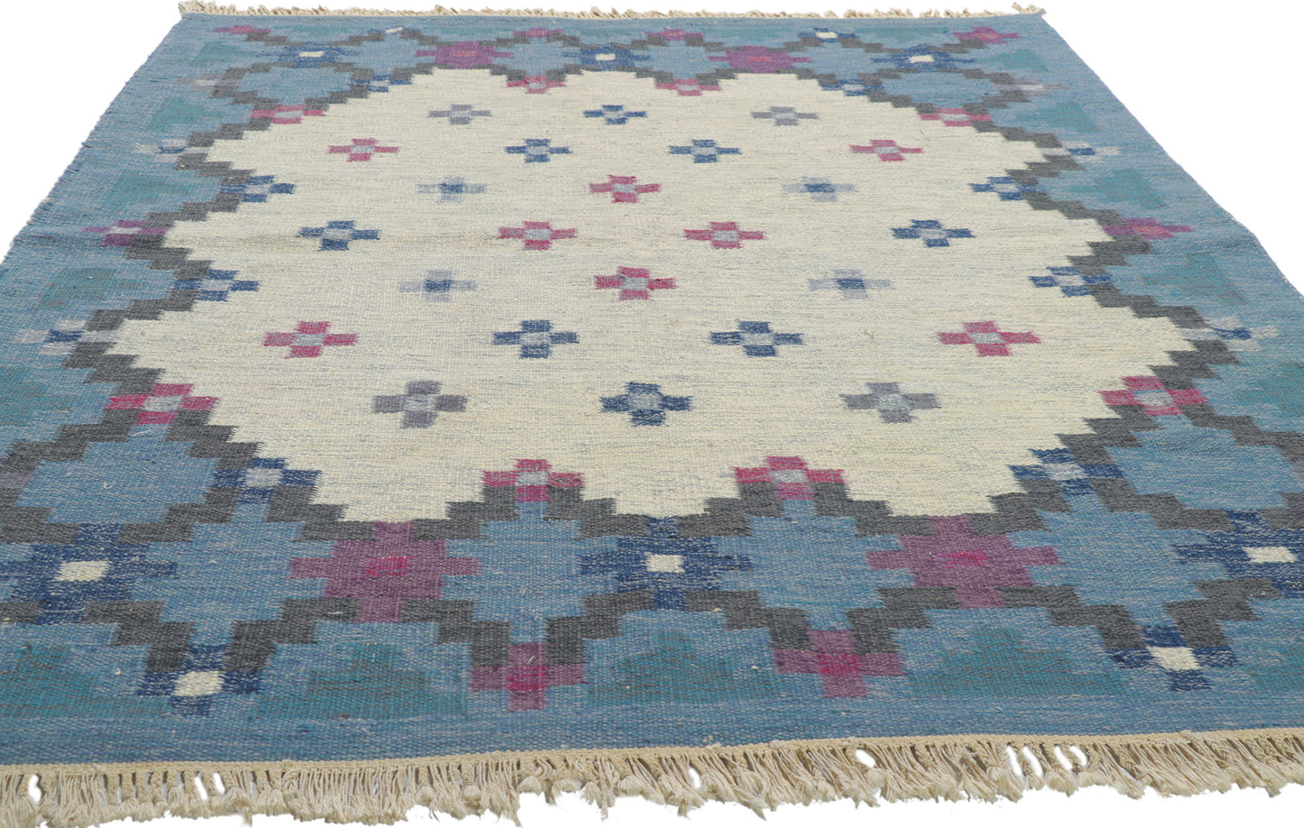 6 x 8 Anne Marie Boberg Vintage Swedish Rollakan Rug 78265