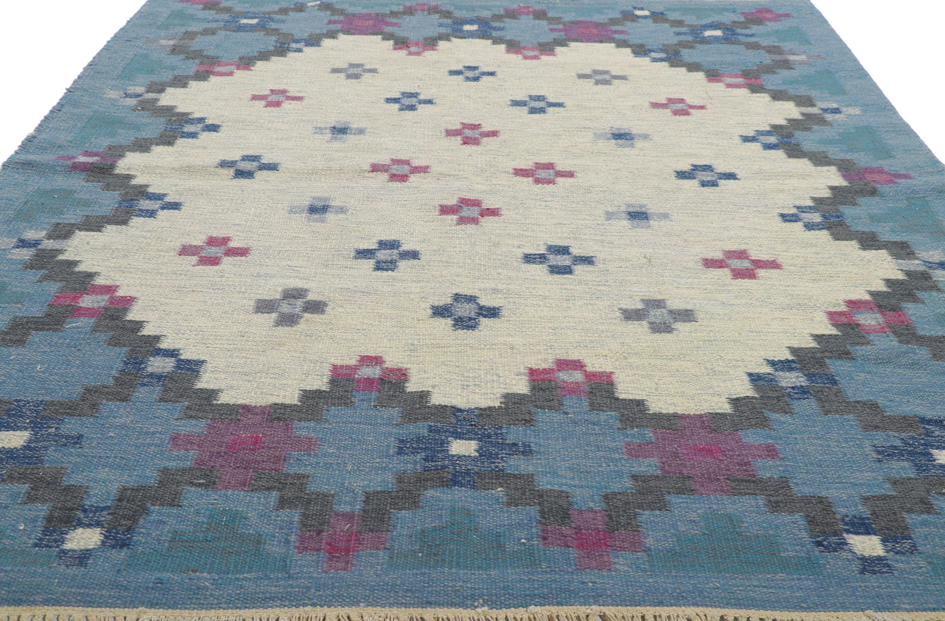 6 x 8 Anne Marie Boberg Vintage Swedish Rollakan Rug 78265