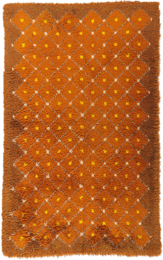 4 x 7 Vintage Danish Rya Rug 78279