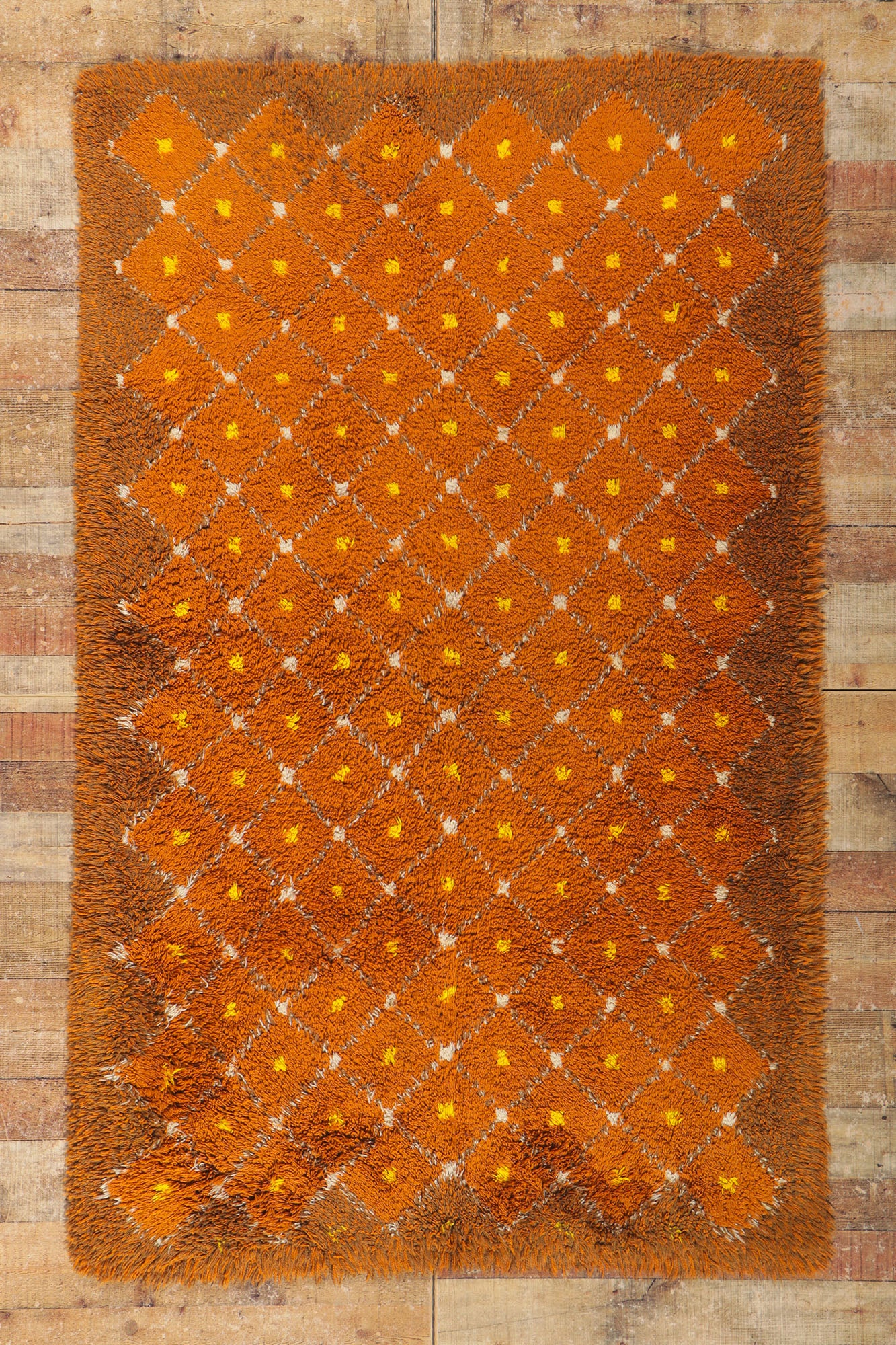 4 x 7 Vintage Danish Rya Rug 78279