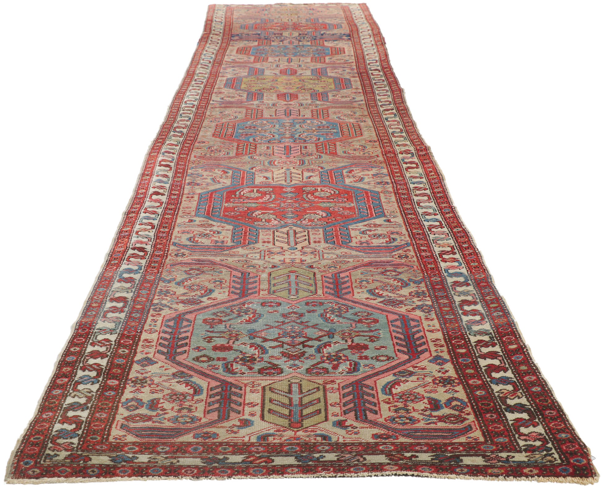 3 x 18 Antique Persian Serapi Runner 78282