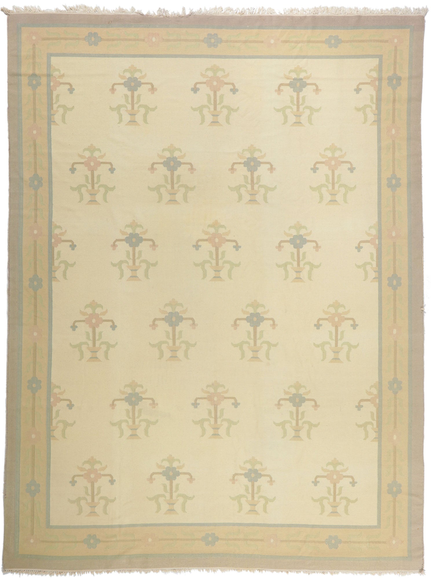 10 x 14 Vintage Floral Dhurrie Rug 78357
