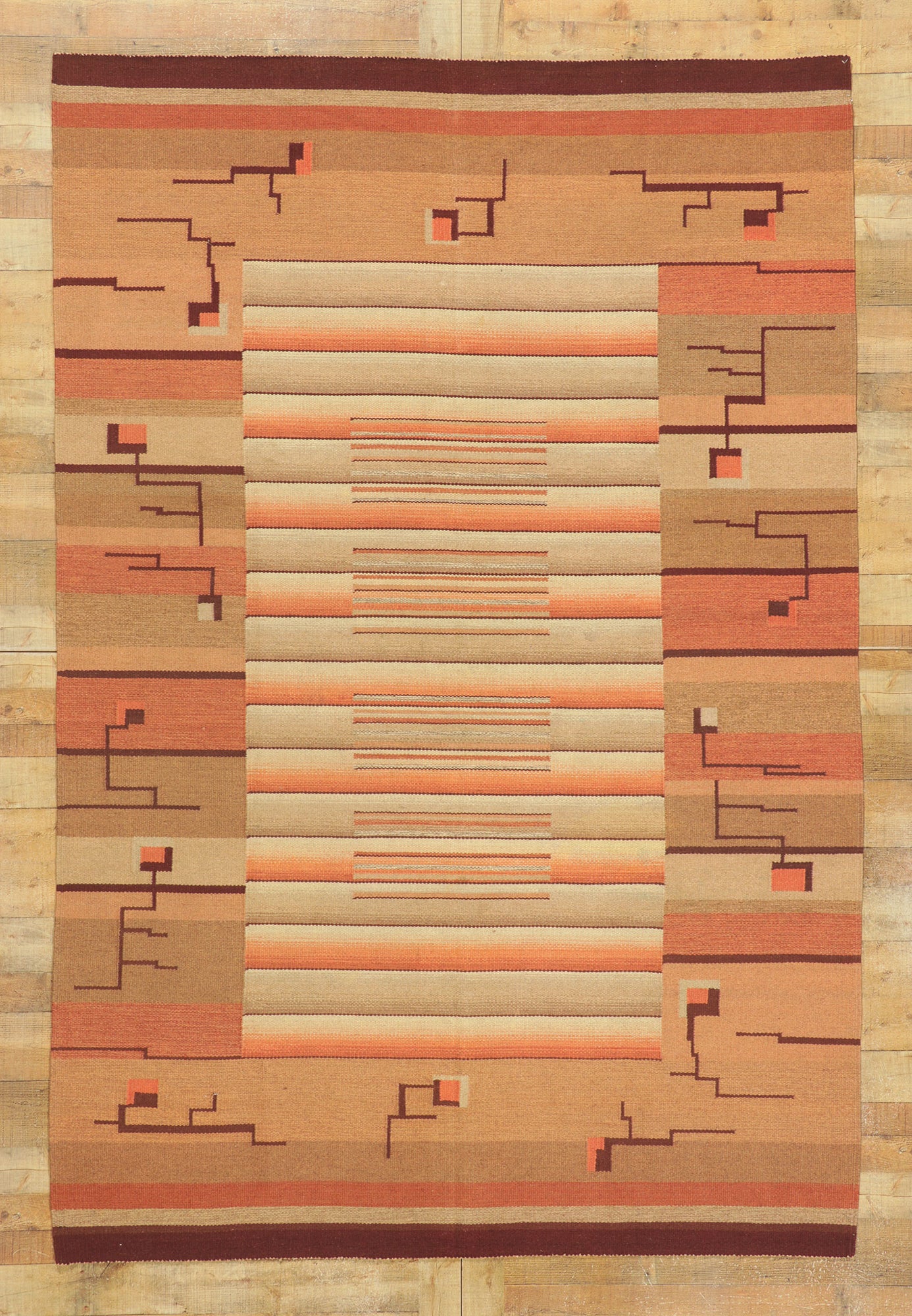 ​7 x 10 Laila Karttunen Vintage Finnish Flatweave Rug 78466