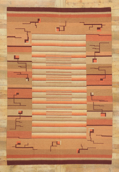 ​7 x 10 Laila Karttunen Vintage Finnish Flatweave Rug 78466