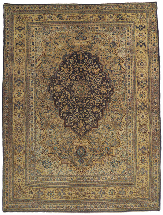 7 x 10 Vintage Persian Qum Rug 61164