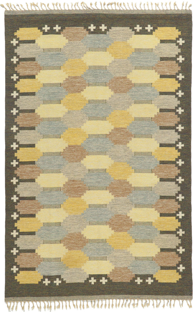 ​7 x 10 Ulla Parkdal Vintage Swedish Rollakan Rug 78475